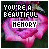 A static image of a pink rose with pixelated text reading 'YOU'RE A BEAUTIFUL' above each word in the sequence MEMORY, FANTASY, ILLUSION, DREAM, IMPRESSION.