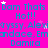 A static image with a bright pink background displaying repeated text in cyan and white, including names and phrases with star symbols.