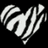 A black-and-white animated icon shows a white heart shape with horizontal stripes on a black background, transitioning to a gray area.