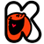 Two side-by-side pixelated icons with black outlines, orange shapes, and red hearts; left icon has white heart outline above, right lacks it.