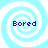 Four identical pixelated spiral patterns with blue text reading "Bored" centered on each, arranged in a against a light cyan background