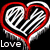 A heart-shaped icon with red outline and white piano keys, four celebrity images in a , each labeled 'Love' below
