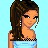 Pixel art contact sheet showing multiple views of a cartoon woman character with brown braided hair, light blue tube top, green belt, and gray pants against a cyan background.