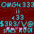 Pixelated cyan text and symbols on dark red background with pink star-like accents, arranged in repeating patterns.