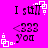 Pixelated text and symbols on a bright pink background with white decorative elements, showing repeated patterns of 'I still' followed by '<333 you'.