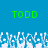 Green pixelated text 'TODD' appears twice on a blue background above white and light-blue pixelated shapes resembling water or ice.