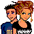 Pixel art contact sheet showing multiple frames of an animated couple icon with heart symbols and a 'SMOOCH' logo element.