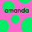 Pink background with green circles and repeated black text 'amanda' in pixelated font.