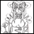 A 48x48 pixel animated buddy icon featuring a grayscale anime-style character on the left and text elements on the right, displayed as a contact sheet with two frames.
