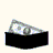 Animated contact sheet showing three frames of a dollar bill interacting with a black curved shape on light and gray backgrounds.