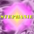 Pixelated image with pink and purple gradient background featuring a central yellow glow and horizontal text reading 'STRENGTH' in green and brown letters.