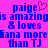 Pixelated text on bright pink background with blue and purple elements, including a heart symbol above 'paige' in the left section.