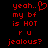Red pixelated text on black background with heart symbol replacing period in 'yeah..', repeated across two identical