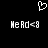 Pixelated white heart symbol above two identical text strings on black background.
