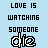Pixelated text 'LOVE IS WATCHING SOMEONE die' on light blue background with pink and white color shifts across frames.