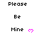 Pixelated text and pink hearts arranged in a pattern with a gray overlay on the bottom-right corner