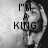 Black-and-white pixelated image of a person with short hair and a beard, overlaid with bold text reading "I'M A KING" in blocky font.