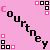Pixelated pink background with repeated black text "Courtney" and scattered white/pink square patterns arranged in a contact sheet layout.