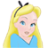 Two side-by-side pixelated images of a blonde character with blue eyes, wearing a black headband and light blue top against gray background.