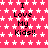 A static image with a red background patterned with white stars, displaying the text "I Love My Kids!!" in black pixelated font repeated across the frame.