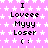 Pixelated text and emoticon on a pink star-patterned background with a gray rectangle in the bottom-right corner.