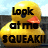 Pixelated yellow duck with red beak and black eyes, overlaid text reads 'Look at me SQUEAK!' against a blue sky background.