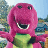 A 48x48 pixel animated contact sheet showing three frames of a Barney the Dinosaur icon with purple text reading "he is COMING for you!!" on white backgrounds, arranged in a 2x2 grid with one gray square.