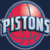 A static pixelated icon features a red basketball with blue outlines and white highlights, overlaid by large silver block letters spelling 'PISTONS' against a dark background.