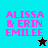 Four display 'ALISSA & ERIN EMILEE' in pink pixelated text with star symbols; top-left has black star on cyan background, bottom-left has cyan star on dark brown background, top-right and bottom-right have solid teal backgrounds
