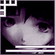 A static anime-style icon of a girl's face with short dark hair, large eyes, and purple-toned skin against a black background.
