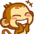 Pixelated monkey face with brown fur, closed eyes, pink cheeks, and a hand covering its mouth, showing different mouth expressions across frames.
