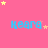 Pink background with repeated blue text 'keara' and scattered yellow and pink stars in a