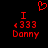 Red pixelated text and symbols on black background: 'I <333 Donny' with a heart symbol above, two identical versions side-by-side.
