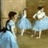 Animated sequence showing a figure in a light blue dress with a white collar and dark hair, standing against a beige background with text appearing in the lower right.