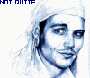 Animated sequence of a character with long hair and bandana, transitioning from blue-toned sketch to full-color portrait with text overlays.
