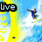Six display sports and activity scenes with overlaid text: surfing, skydiving, baseball, tennis, waves, and a person crouching