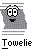 Pixelated gray icon with white eyes and mouth, displaying 'Towelie' text below and 'You wanna get high?' text to the right in some frames.