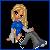 Pixelated character with long blonde hair wearing blue top and gray pants, standing against black background with text "Feelin Seski" in silver letters.