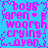 A static image with a bright blue background and purple decorative border, featuring repeated pink text reading "boys aren't worth crying over" in pixelated font.