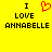 Yellow background with black text reading "I LOVE ANNABELLE" and a red pixelated heart symbol replacing the word "LOVE" in the left