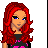 Pixel art contact sheet showing a red-haired character's head, torso with jeans, and separate blue jeans in three frames above stylized text reading "Red Heads Rox!".