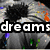 A pixelated image with text overlays showing 'dreams come true' over a background of a person in gray clothing and pink shoes.