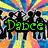 Pixelated green text on black outlines reads "Dance like everybody is watching and you couldn't care less" over a colorful radial burst background with silhouetted figures.