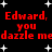 Red pixelated text repeats 'Edward, Edward, you dazzle medazzle me' on a black background with white stars.