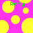 Pixelated yellow circles on a bright pink background with green text reading 'Remy' in two locations.