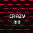 Red and black pixelated with repeated 'CRAZY' text and varying exclamation mark counts, animated with changing background patterns