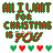 Pixelated green and red text reads "ALL I WANT FOR CHRISTMAS IS YOU" with a of alternating red and green hearts below, displayed in multiple repeated