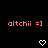 Pixelated pink text 'altchi =]' above white heart icons on black background, with visible animation changes across frames.