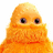 Pixelated orange creature with large eyes and a flat mouth on white background, adjacent to orange with white text "i love boobah"