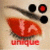 Animated contact sheet showing two frames of a buddy icon with red text, black and red circular elements, and an orange-red abstract shape on beige background.